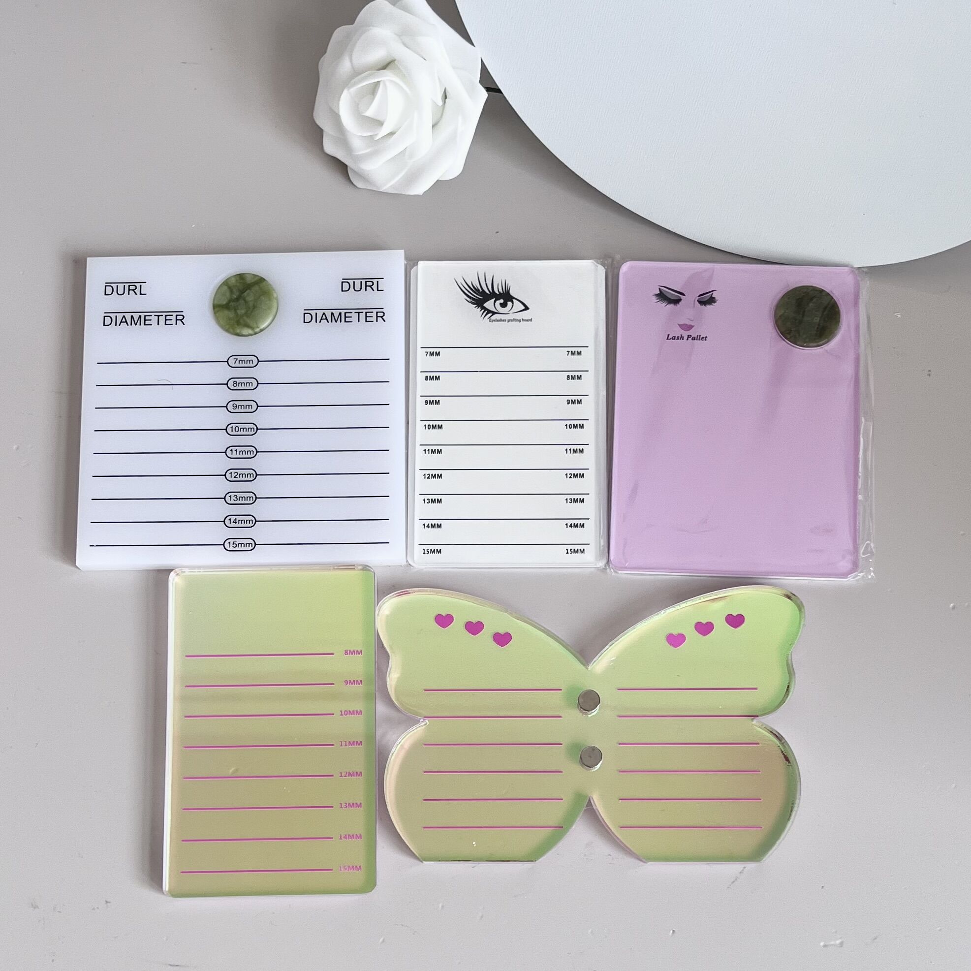 BY Custom iridescent colorful acrylic lash tile